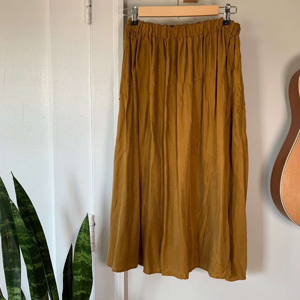 Scotch & Soda Yellow Cupro Midi Skirt